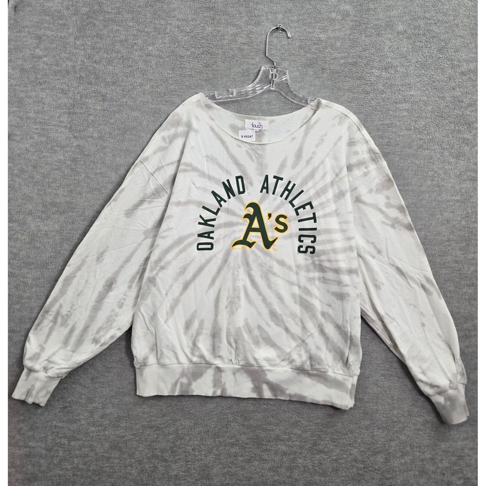 Oakland Athletics Women Sweatshirt 2XL Gray Tie Dye 2021 Long Sleeve Pullover
